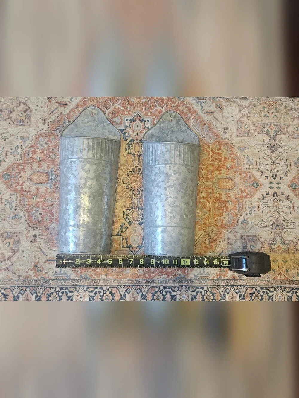 Galvanized Metal Wall Planter Pair - Silver